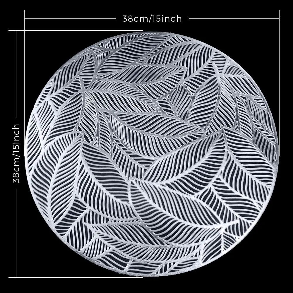 Silver Rounded Leaf Place mat (set of 2) - Table Mat