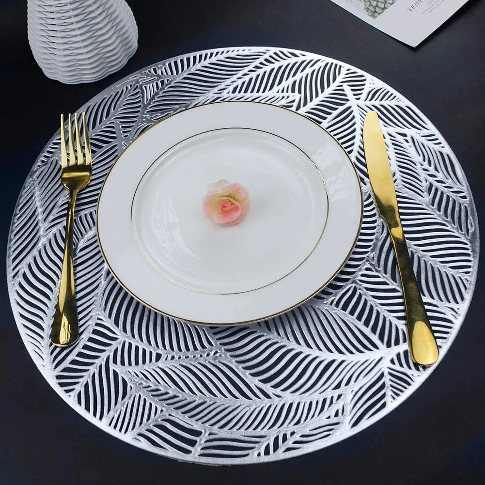 Silver Rounded Leaf Place mat (set of 2) - Table Mat