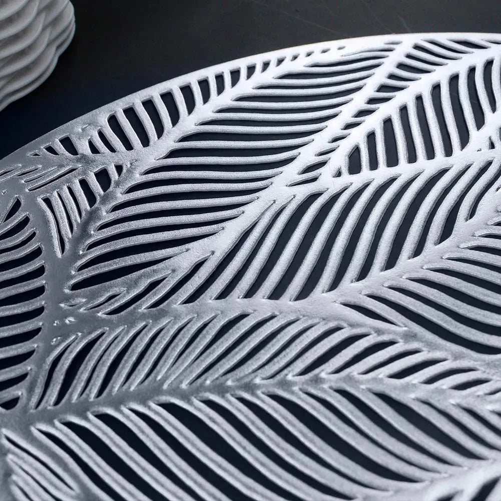 Silver Rounded Leaf Place mat (set of 2) - Table Mat