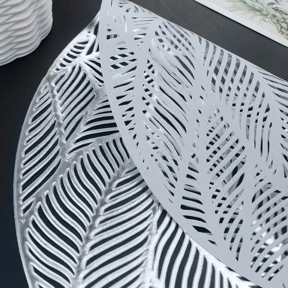 Silver Rounded Leaf Place mat (set of 2) - Table Mat
